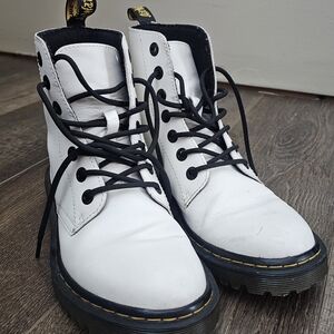 Dr. Martens White Combat Boots with Black Laces